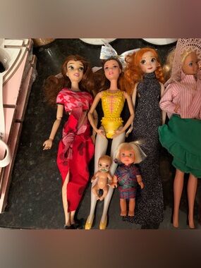 Barbie and princess Anna and belle and Barbie babies
